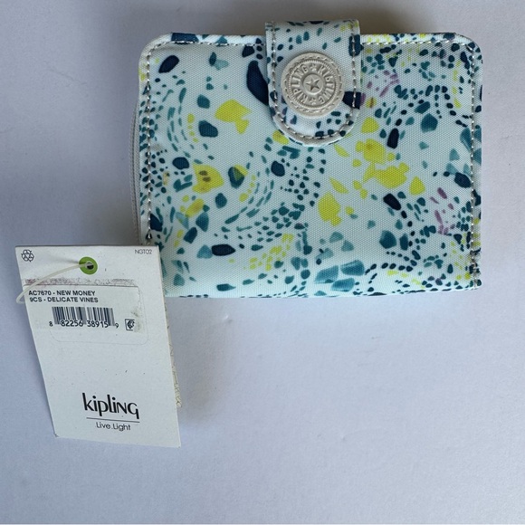 NWT Kipling New Money Small Wallet Card Holder - Delicate Vines - Picture 1 of 7